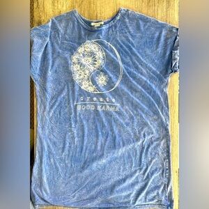 Caution to the Wind Oversized Blue T-Shirt Dress Create Good Karma Size Small